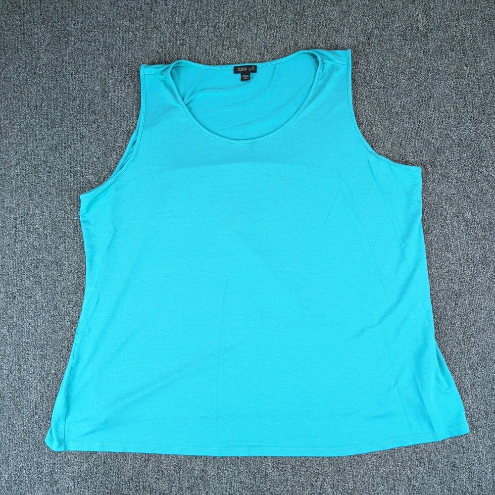 J. Jill Wearever Scoop Neck Tank Top Plus Size Women 2X Turquoise Stretch Jersey